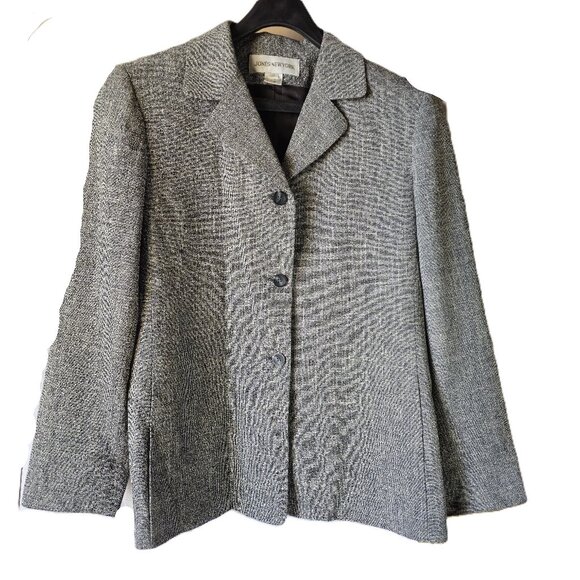 Jones New York Black and White Houndstooth Fully Lined Blazer Size 12 - Picture 1 of 9